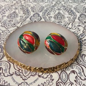Vintage Gold Tone & Multicolored Clip-on Earrings